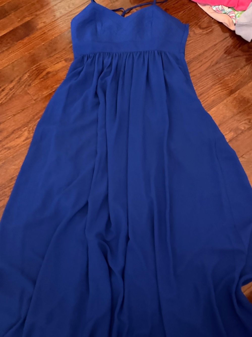 Badgley Mischka Cobalt Blue Spaghetti Strap Dress